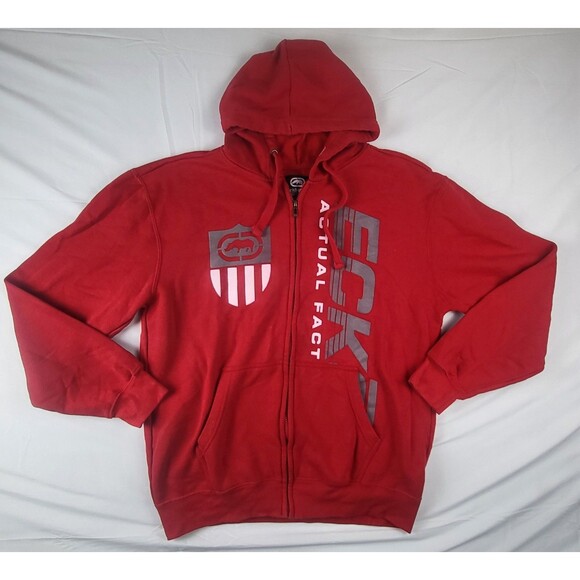 ECKO UNLTD Red Full Zip Hooded Sweatshirt Size XL Long Sleeve Hoodie - Picture 1 of 6